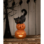 Small Pumpkin Stack Black Cat | Halloween Decor | Bethany Lowe