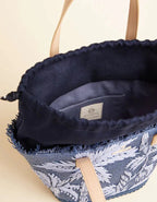 Small Tote Ogeechee Blue Palm Tree Pattern Coastal Handbag - Che Cose Belle