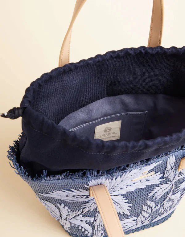 Small Tote Ogeechee Blue Palm Tree Pattern Coastal Handbag - Che Cose Belle