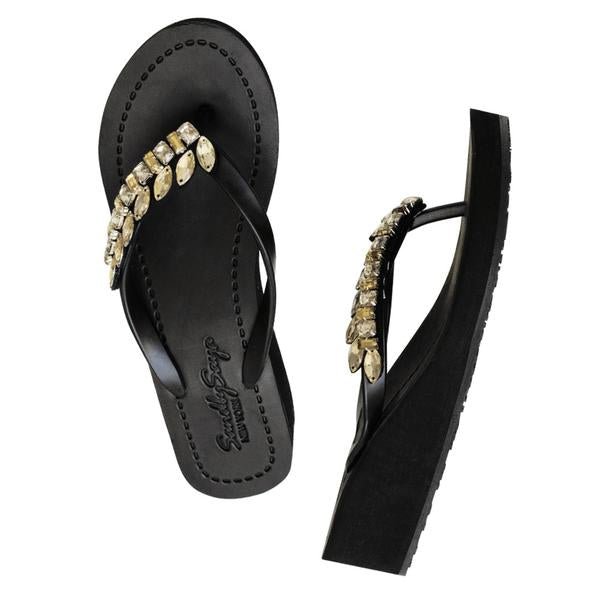 Smith - Rhinestone Mid Wedge Flip Flops - Che Cose Belle