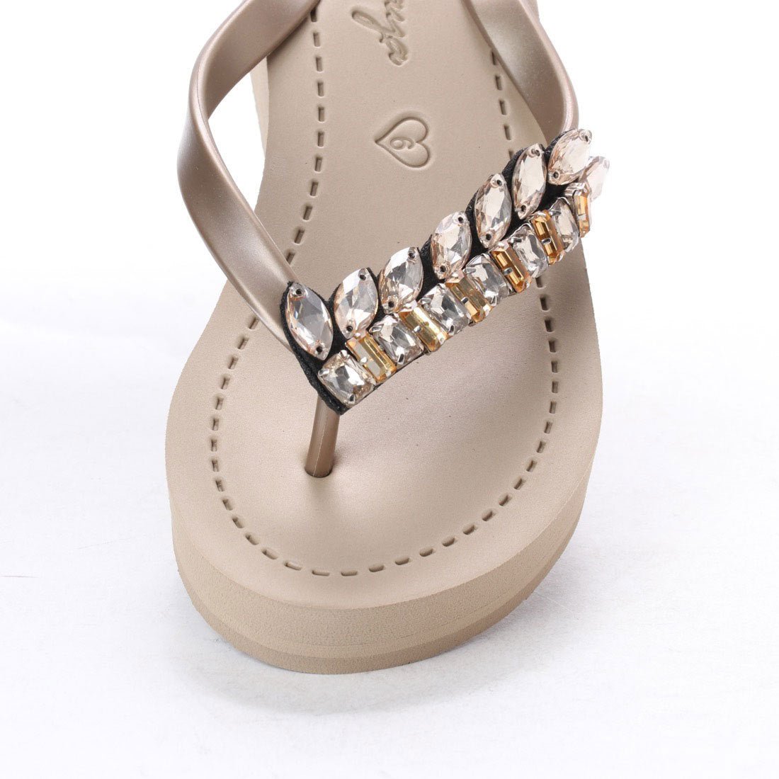 Smith - Rhinestone Mid Wedge Flip Flops - Che Cose Belle