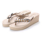 Smith - Rhinestone Mid Wedge Flip Flops - Che Cose Belle