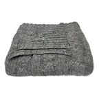 Smoke Gray Alpaca Merino Cable Knit Throw Blanket Cozy Luxury Home Decor