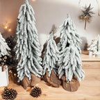 Snow Flocked Artificial Christmas Trees Realistic Mini Holiday Home Decor