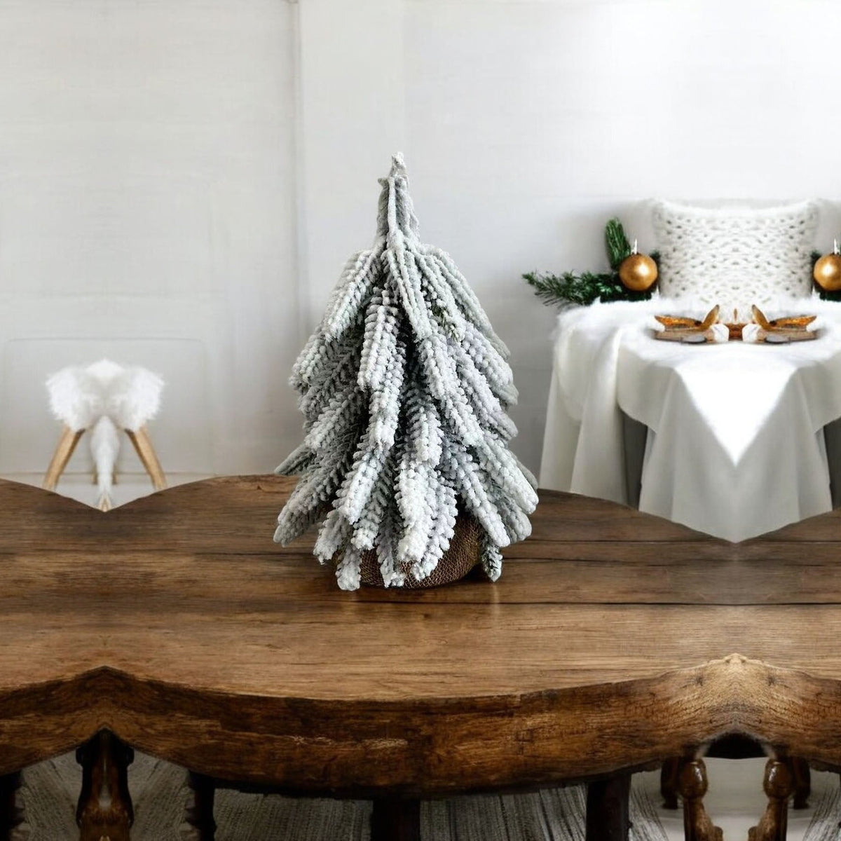 Snow Flocked Artificial Christmas Trees Realistic Mini Holiday Home Decor