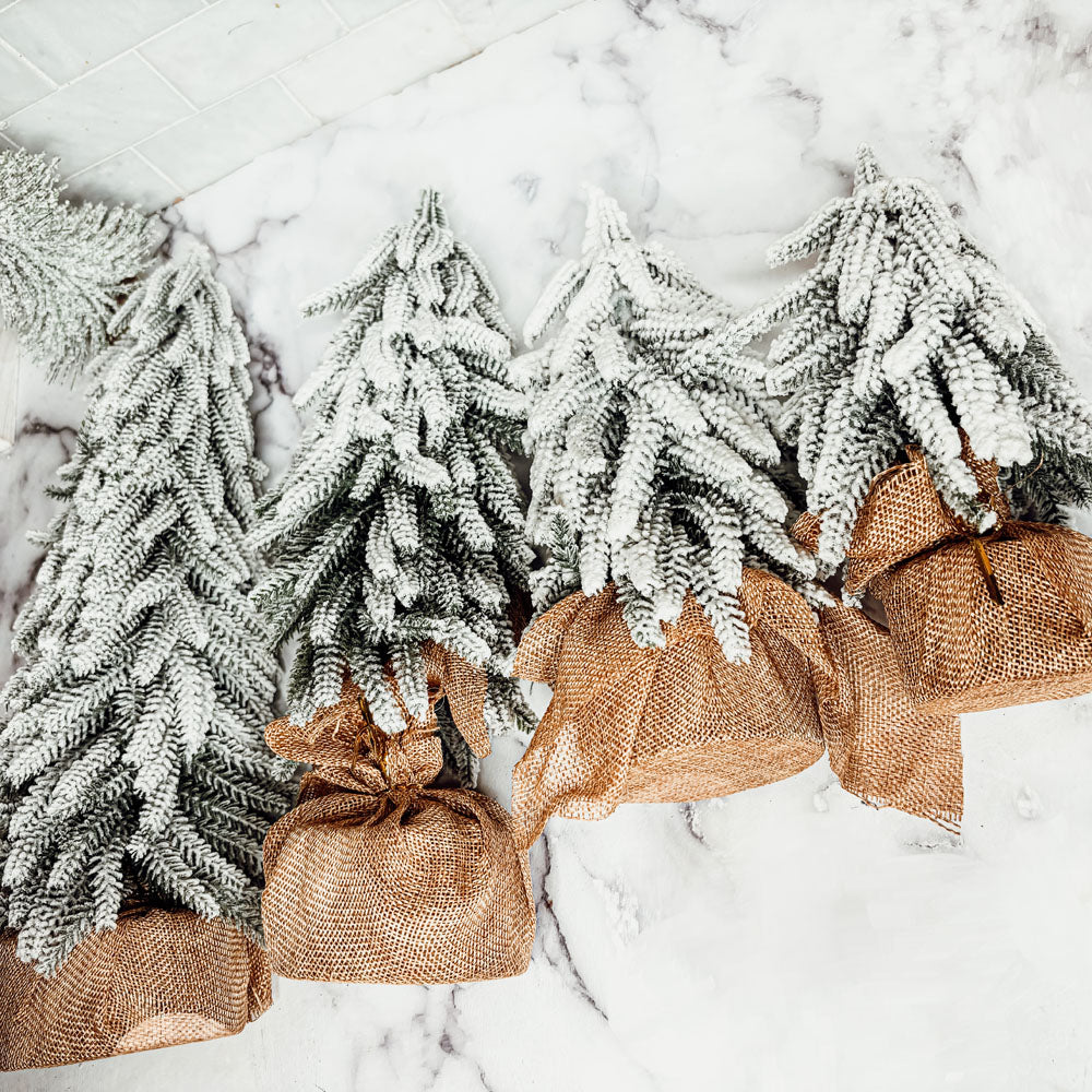 Snow Flocked Artificial Christmas Trees Realistic Mini Holiday Home Decor
