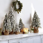 Snow Flocked Artificial Christmas Trees Realistic Mini Holiday Home Decor