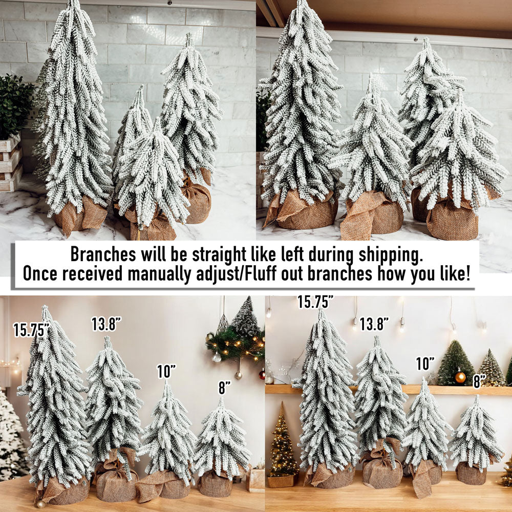 Snow Flocked Artificial Christmas Trees Realistic Mini Holiday Home Decor