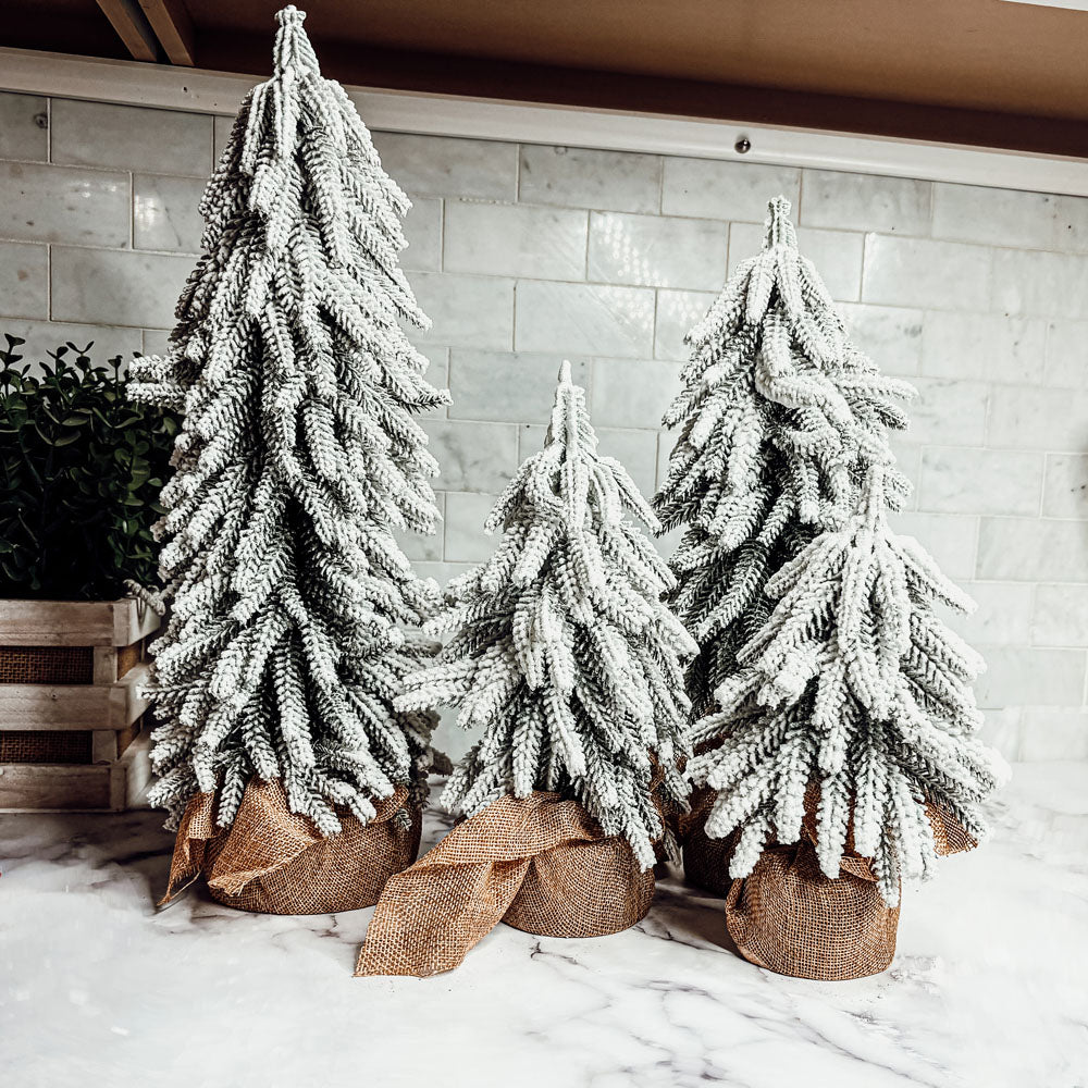 Snow Flocked Artificial Christmas Trees Realistic Mini Holiday Home Decor