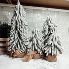 Snow Flocked Artificial Christmas Trees Realistic Mini Holiday Home Decor
