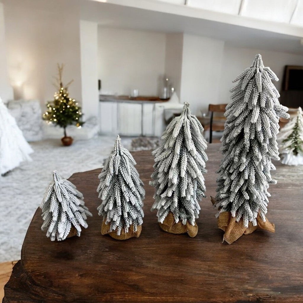 Snow Flocked Artificial Christmas Trees Realistic Mini Holiday Home Decor