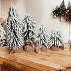 Snow Flocked Artificial Christmas Trees Realistic Mini Holiday Home Decor