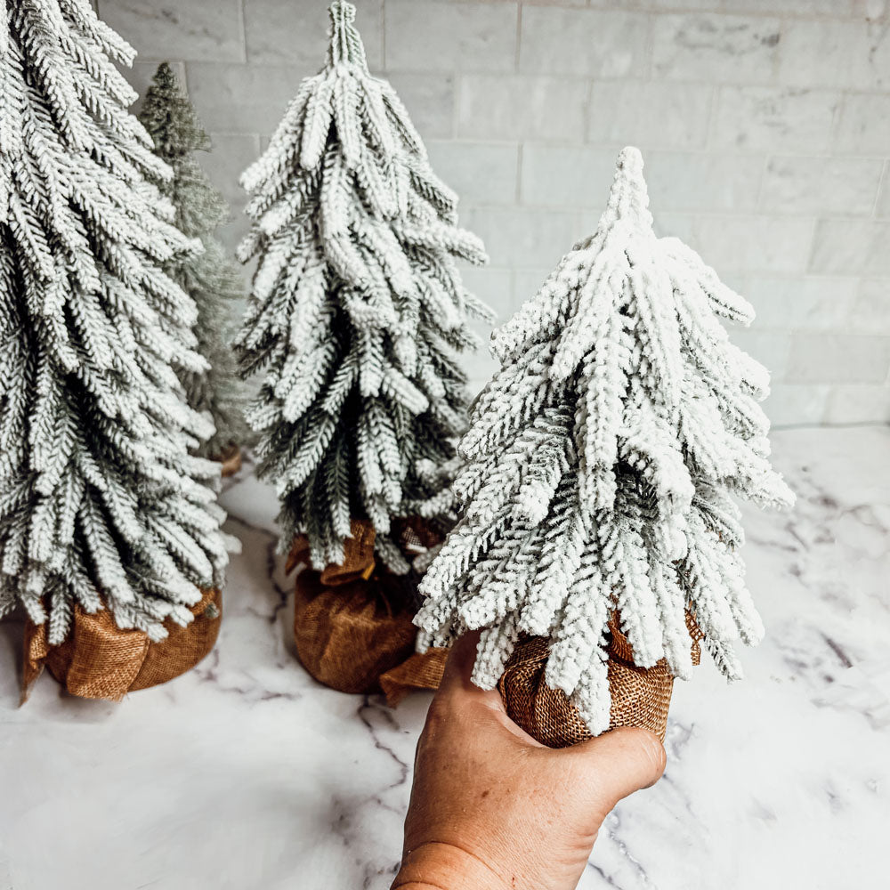 Snow Flocked Artificial Christmas Trees Realistic Mini Holiday Home Decor