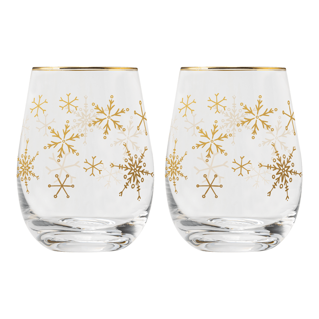 Snowflakes Stemless Wine Glass - Boxed Set of 2 - Che Cose Belle