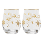 Snowflakes Stemless Wine Glass - Boxed Set of 2 - Che Cose Belle