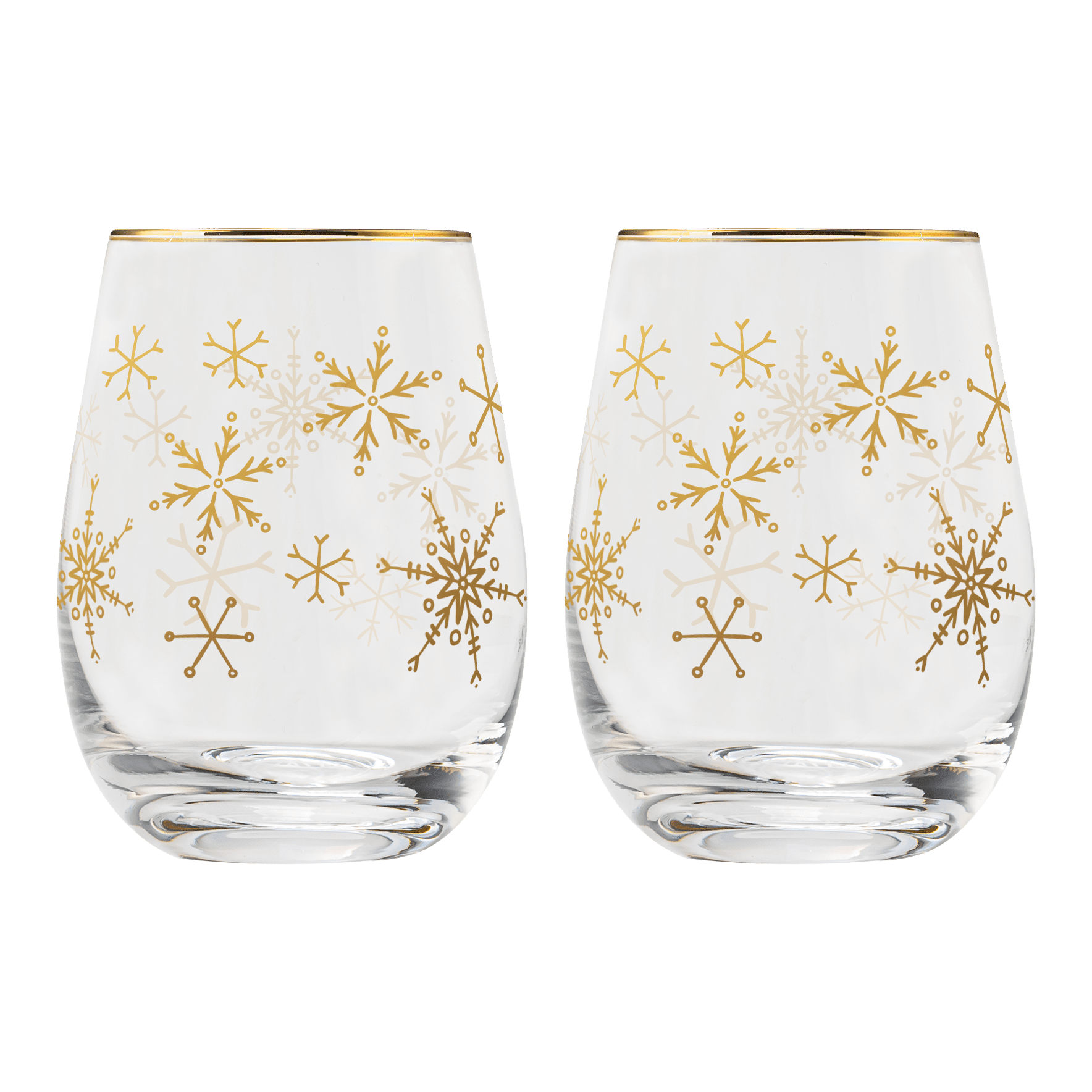 Snowflakes Stemless Wine Glass - Boxed Set of 2 - Che Cose Belle