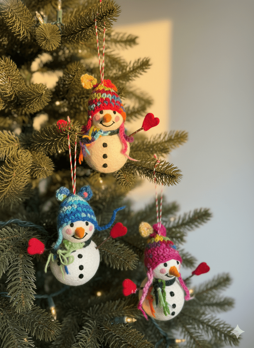 Snowman Ornament with Weaving Hat - Che Cose Belle
