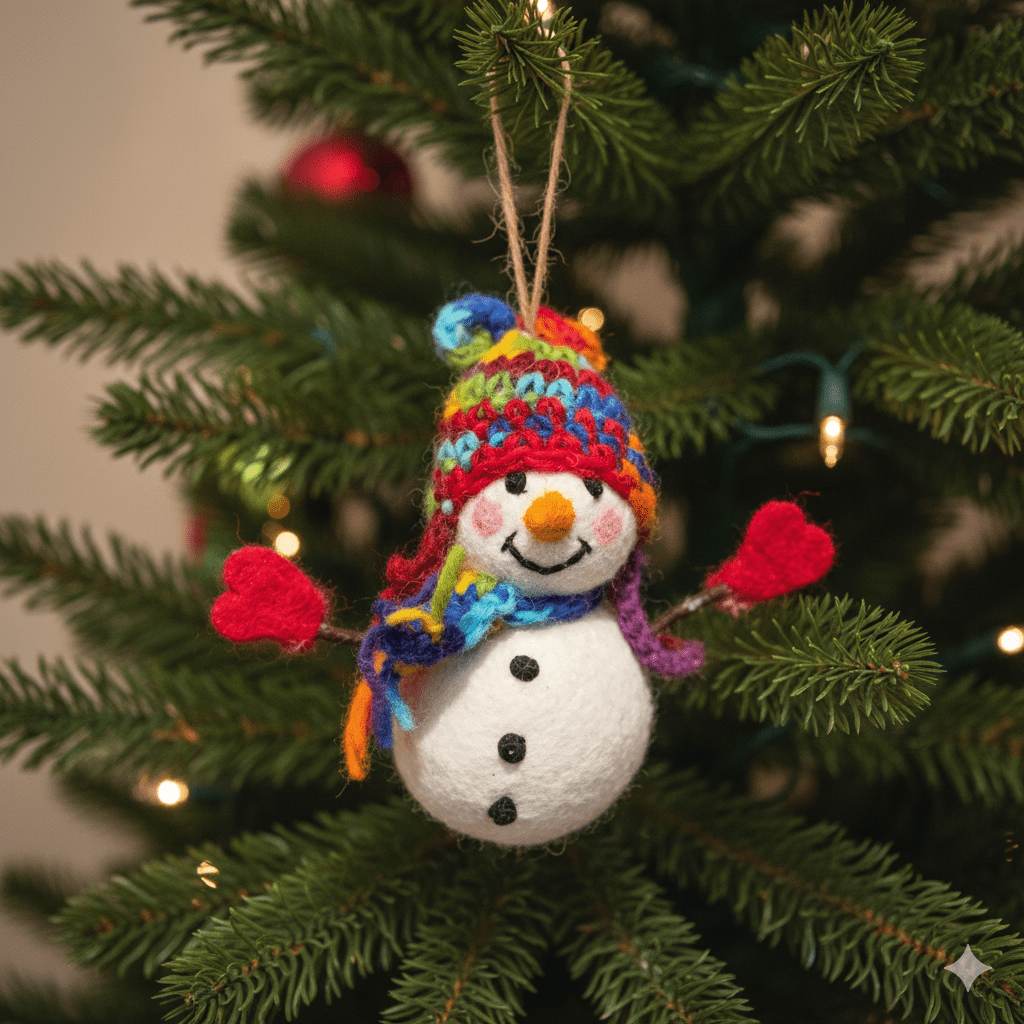 Snowman Ornament with Weaving Hat - Che Cose Belle