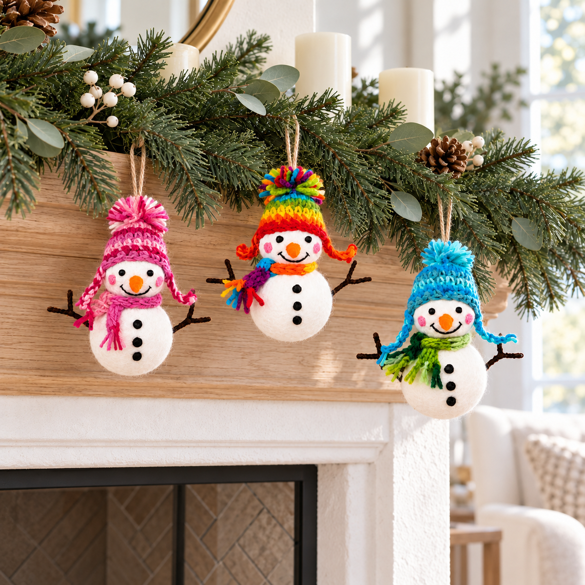 Snowman Ornament with Weaving Hat - Che Cose Belle