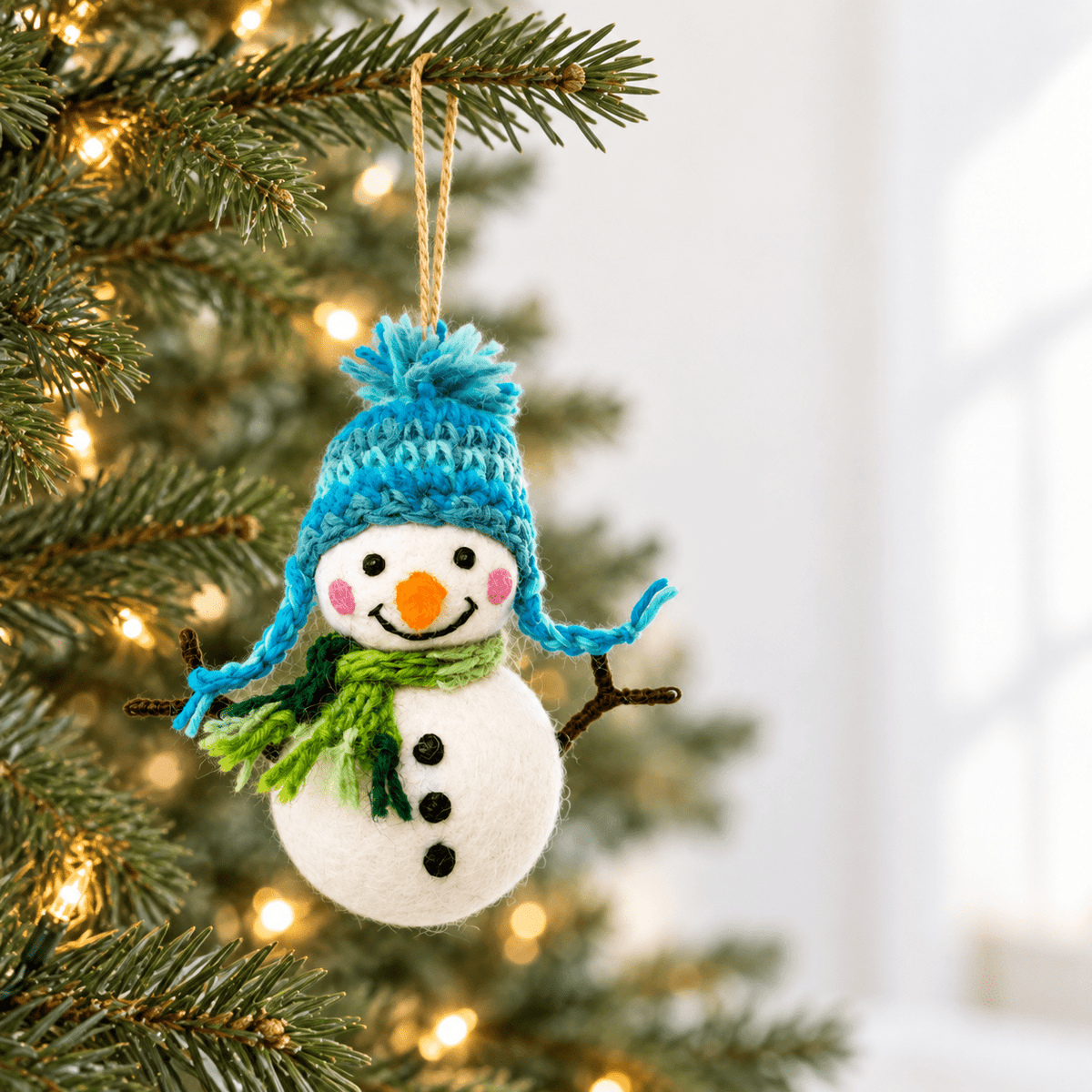 Snowman Ornament with Weaving Hat - Che Cose Belle