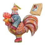 Snowman Riding Rooster Sculpted Hand-Painted Christmas Ornament by G. DeBrekht - Christmas Santa Snowman Decor - 63134 - Che Cose Belle