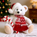 Snowy the Polar Bear Plushie, Cute Kids’ 12" Christmas Stuffed Toy, Santa Hat and Candy Cane - Che Cose Belle