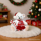 Snowy the Polar Bear Plushie, Cute Kids’ 12" Christmas Stuffed Toy, Santa Hat and Candy Cane - Che Cose Belle