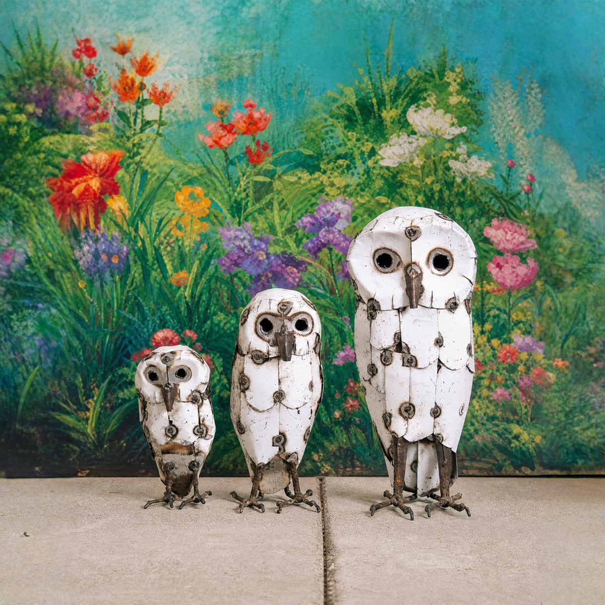 Snowy White Owls - Recycled Metal - Che Cose Belle