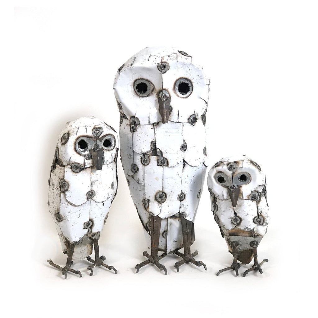 Snowy White Owls - Recycled Metal - Che Cose Belle
