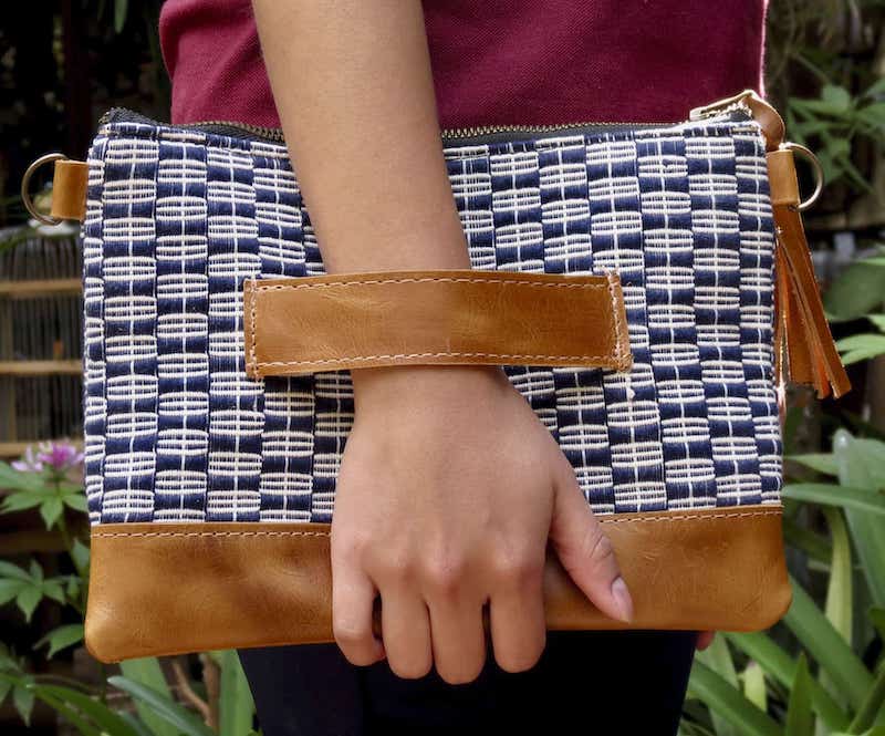 Sofia Leather and Woven Crossbody Bag - Che Cose Belle