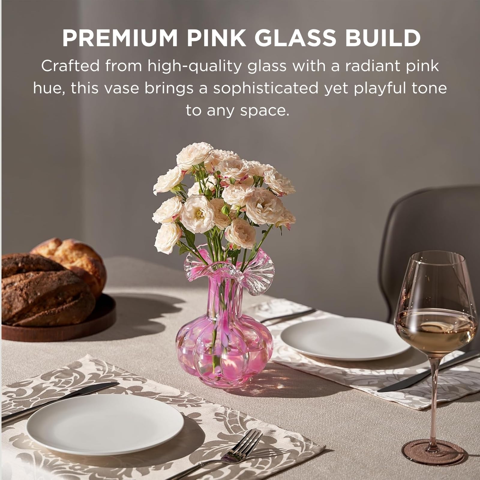 Soft Bloom Hand‑Blown Glass Flower Vase Décor  – 7″  - Che Cose Belle