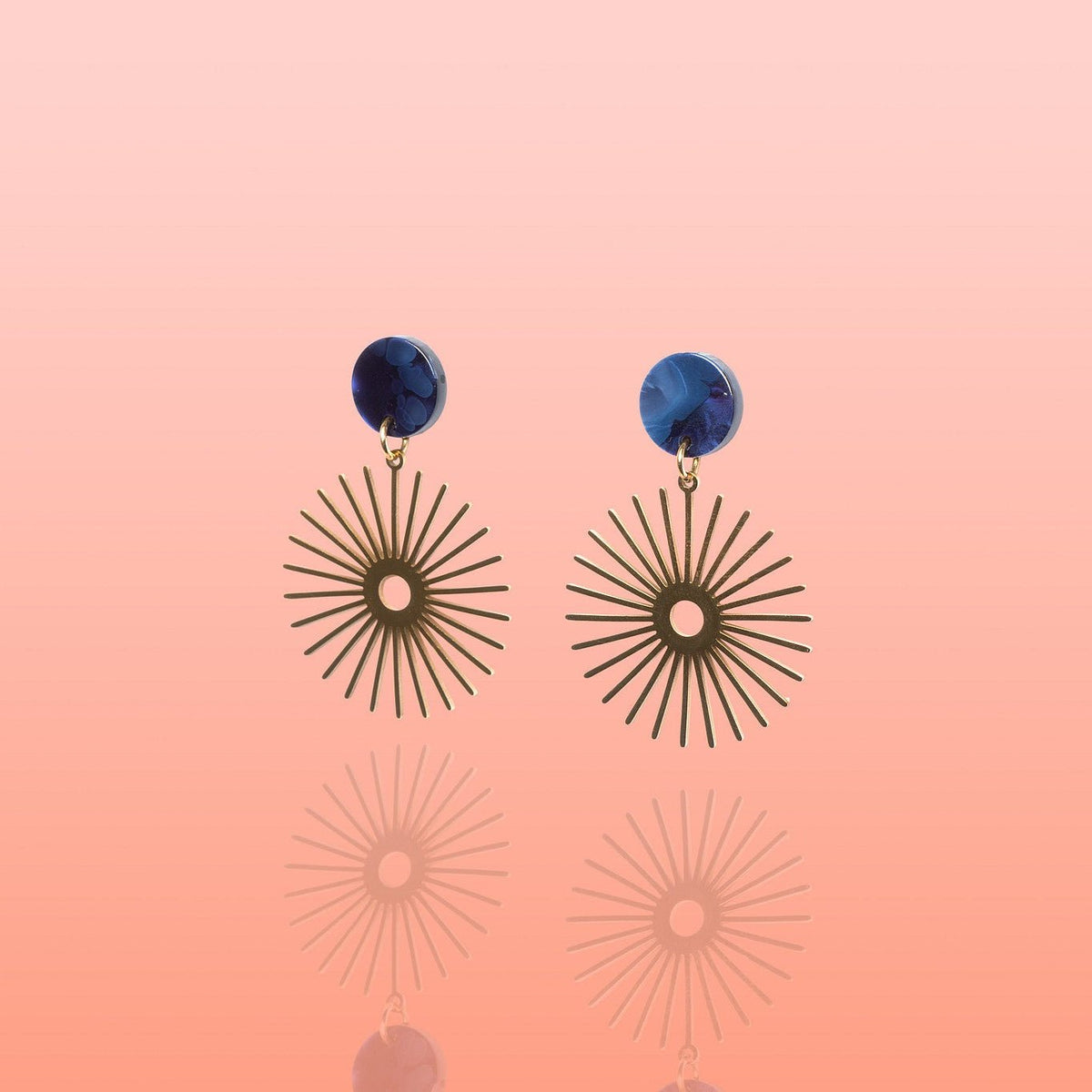 Solana Deep Blue Sunburst Earrings Water Resistant - Che Cose Belle
