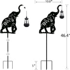 Solar Elephant Garden Stakes Outdoor Solar Decor Metal Elephant Holding Solar Animal Lantern Decorative Garden Metal Animal Stakes Outdoor Elephant Silhouette Stakes - Che Cose Belle