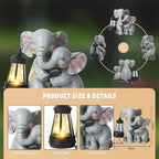 Solar Garden Decor - Mother Baby Elephant Statue with Solar Lantern 7" Resin Elephant Figurines Outdoor Yard Porch Lawn Patio Decor Housewarming Birthday Gift for Mom Grandma Women - Che Cose Belle