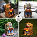 Solar Garden Decor Statues Dog Figurines Mini Fairy Garden Accessories Outdoor Lights,Garden Art Patio Porch Balcony Yard Home Lawn Ornaments,Christmas Birthdays Gifts for Mom Grandma - Che Cose Belle