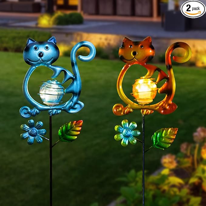 Solar Garden Lights Outdoor Decor,26.4''H Cat Figurine Light,Waterproof Decorative Garden Stakes for Lawn Patio Pathway, Solar Lights for Outside for Mom,Women,Cat Lovers - Che Cose Belle
