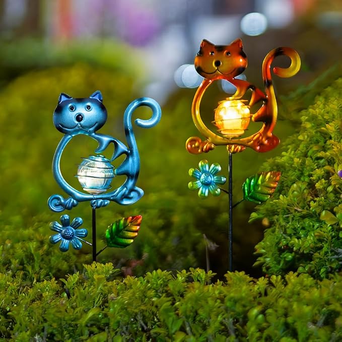 Solar Garden Lights Outdoor Decor,26.4''H Cat Figurine Light,Waterproof Decorative Garden Stakes for Lawn Patio Pathway, Solar Lights for Outside for Mom,Women,Cat Lovers - Che Cose Belle