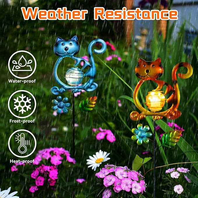 Solar Garden Lights Outdoor Decor,26.4''H Cat Figurine Light,Waterproof Decorative Garden Stakes for Lawn Patio Pathway, Solar Lights for Outside for Mom,Women,Cat Lovers - Che Cose Belle