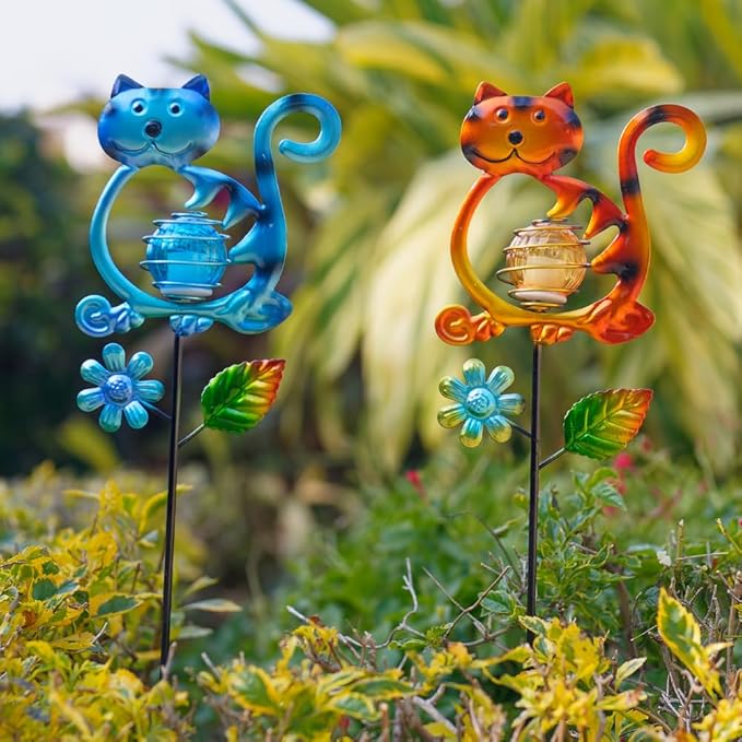 Solar Garden Lights Outdoor Decor,26.4''H Cat Figurine Light,Waterproof Decorative Garden Stakes for Lawn Patio Pathway, Solar Lights for Outside for Mom,Women,Cat Lovers - Che Cose Belle