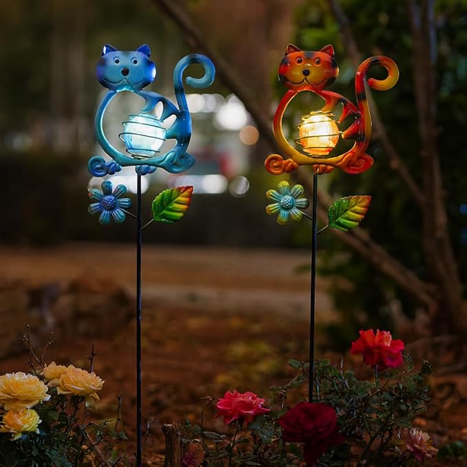 Solar Garden Lights Outdoor Decor,26.4''H Cat Figurine Light,Waterproof Decorative Garden Stakes for Lawn Patio Pathway, Solar Lights for Outside for Mom,Women,Cat Lovers - Che Cose Belle