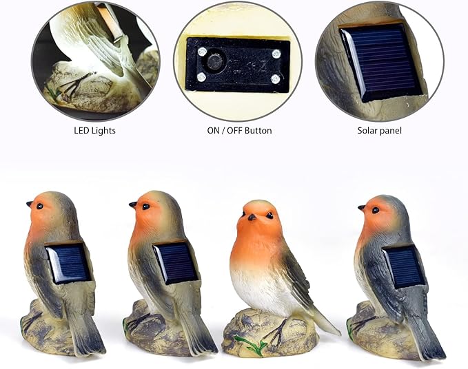 Solar Garden Outdoor Statues Bird Lights, Cute Birds Garden Decor for Outside, Christmas Birthday Gifts for Women, Unique Mother Grandma Housewarming Gifts and Yard Decoration - Che Cose Belle