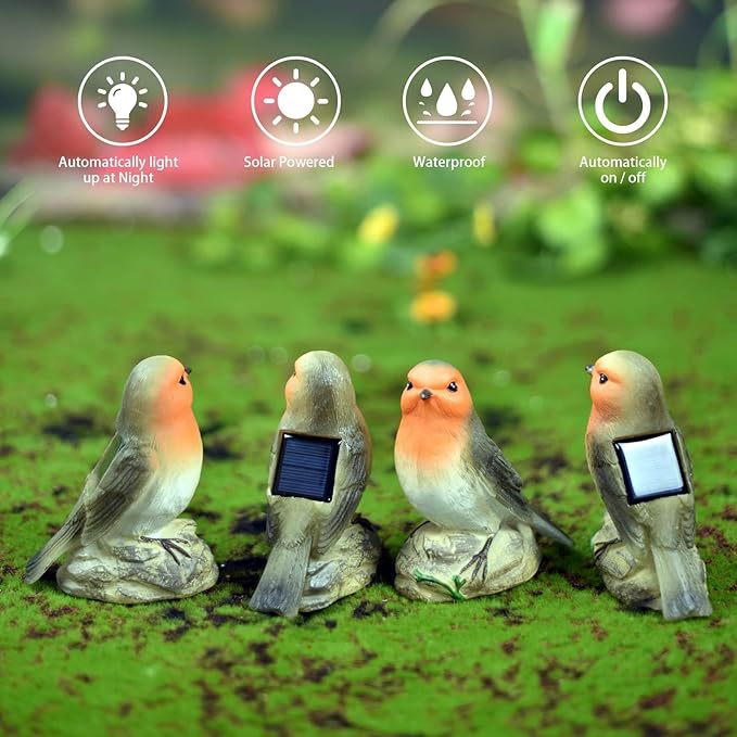 Solar Garden Outdoor Statues Bird Lights, Cute Birds Garden Decor for Outside, Christmas Birthday Gifts for Women, Unique Mother Grandma Housewarming Gifts and Yard Decoration - Che Cose Belle