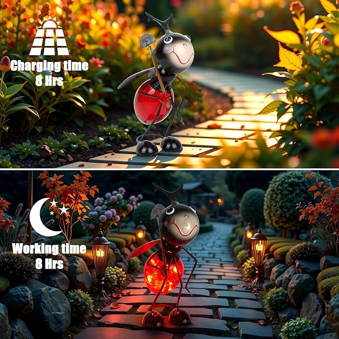 Solar Garden Statue Ladybug Decor,Outdoor Decorative Tabletop Lanterns,Outdoor Ladybug Figurines Decorations for Patio Yard Lawn Ornaments,Birthday Gifts for Mom Women Grandma - Che Cose Belle