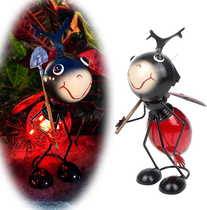 Solar Garden Statue Ladybug Decor,Outdoor Decorative Tabletop Lanterns,Outdoor Ladybug Figurines Decorations for Patio Yard Lawn Ornaments,Birthday Gifts for Mom Women Grandma - Che Cose Belle