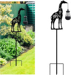 Solar Giraffe Garden Stakes Outdoor Solar Decor Metal Giraffe Holding Solar Lantern Decorative Garden Metal Animal Stakes Outdoor Giraffe Silhouette Stakes - Che Cose Belle