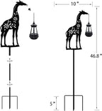 Solar Giraffe Garden Stakes Outdoor Solar Decor Metal Giraffe Holding Solar Lantern Decorative Garden Metal Animal Stakes Outdoor Giraffe Silhouette Stakes - Che Cose Belle