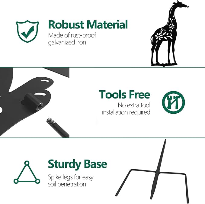 Solar Giraffe Garden Stakes Outdoor Solar Decor Metal Giraffe Holding Solar Lantern Decorative Garden Metal Animal Stakes Outdoor Giraffe Silhouette Stakes - Che Cose Belle