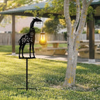 Solar Giraffe Garden Stakes Outdoor Solar Decor Metal Giraffe Holding Solar Lantern Decorative Garden Metal Animal Stakes Outdoor Giraffe Silhouette Stakes - Che Cose Belle