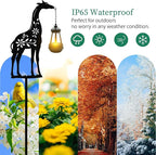 Solar Giraffe Garden Stakes Outdoor Solar Decor Metal Giraffe Holding Solar Lantern Decorative Garden Metal Animal Stakes Outdoor Giraffe Silhouette Stakes - Che Cose Belle