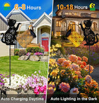 Solar Lights Outdoor Decorative, Watering Can with Cascading Lights, with Cat Silhouette Garden Stakes, Waterproof Metal Garden Decor for Yard Art, Outside, Patio, Lawn Ornaments - Che Cose Belle